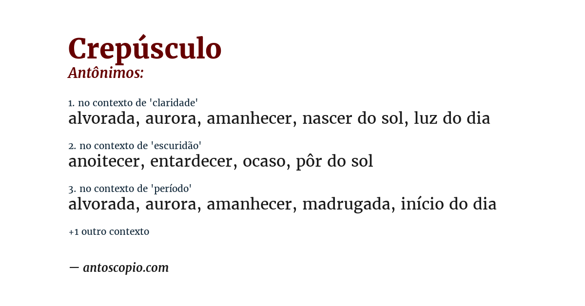 Antônimo de crepúsculo