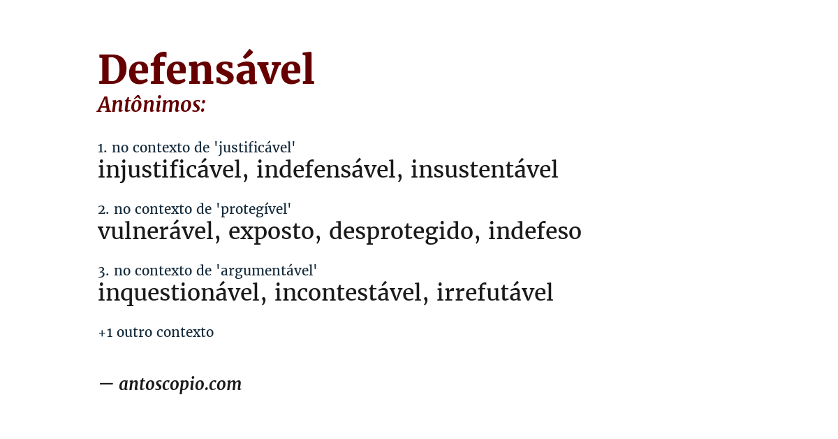 Antônimo de defensável