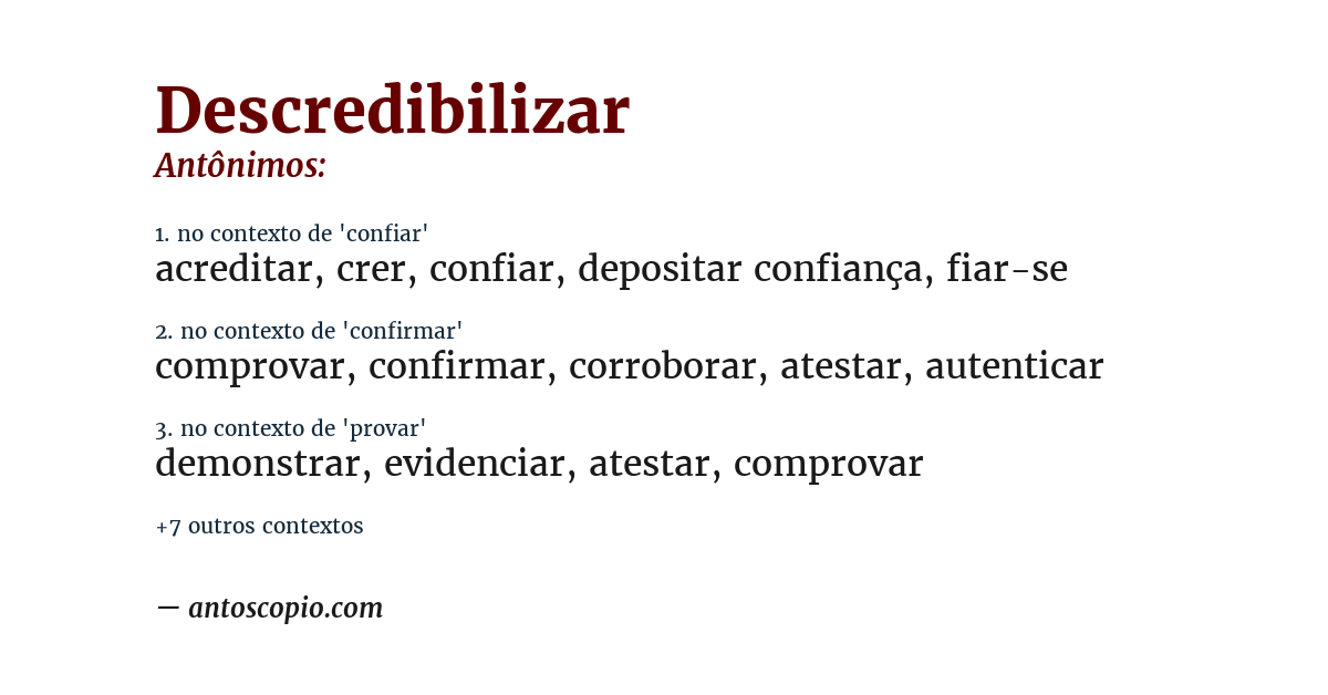 Antônimo de descredibilizar