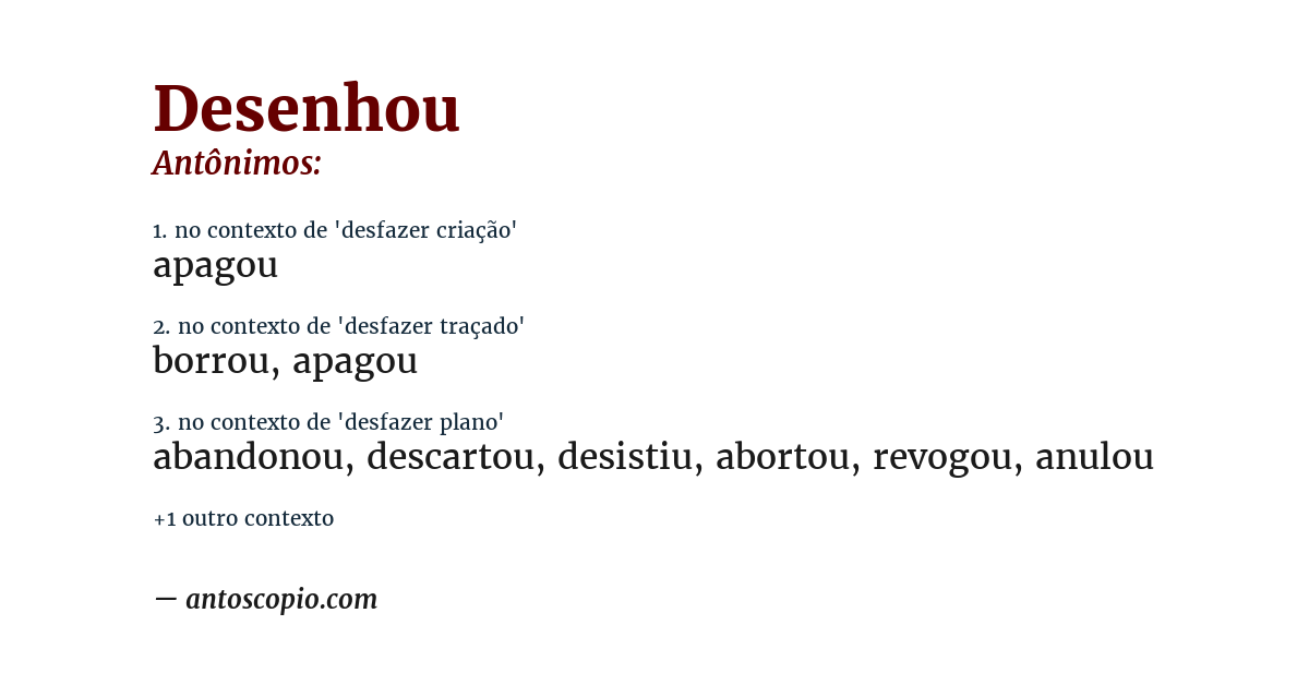 Antônimo de desenhou