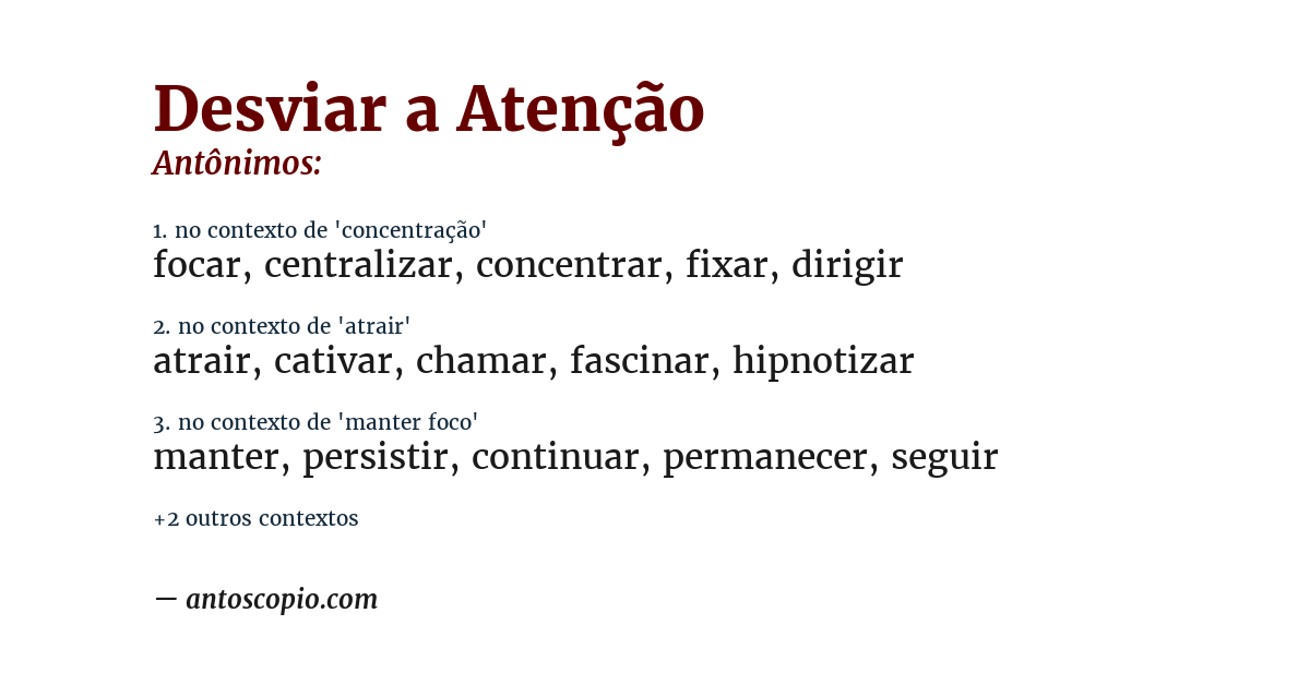 Antônimo de desviar a atenção