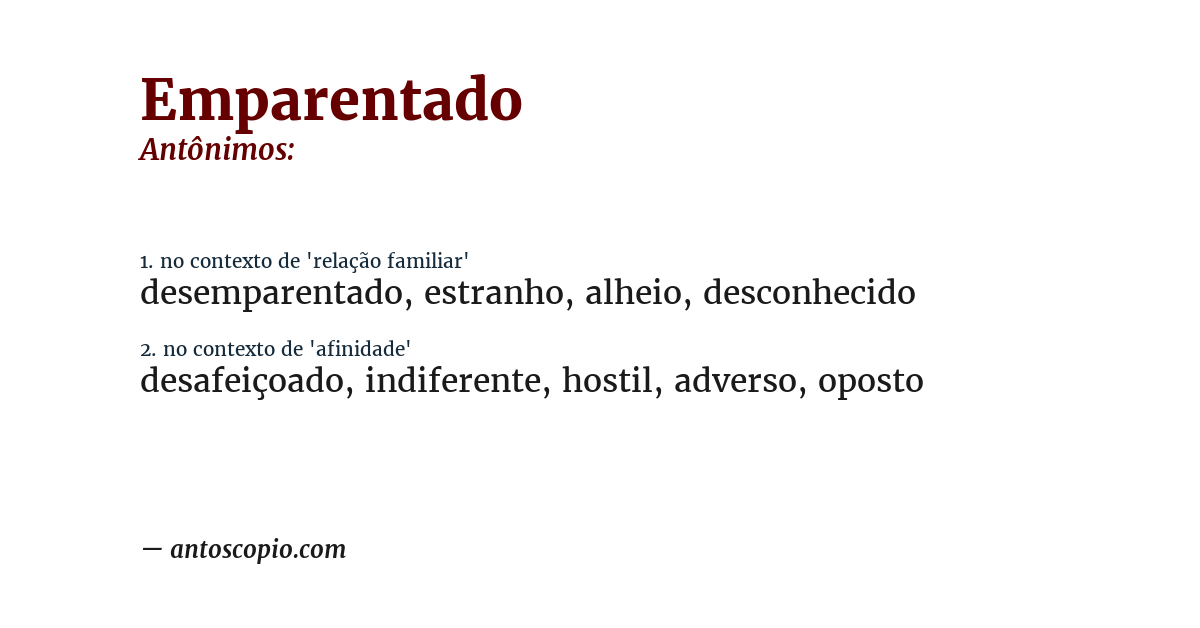Antônimo de emparentado