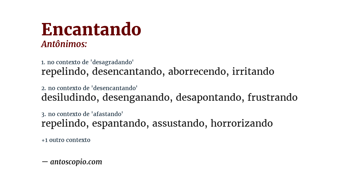 Antônimo de encantando