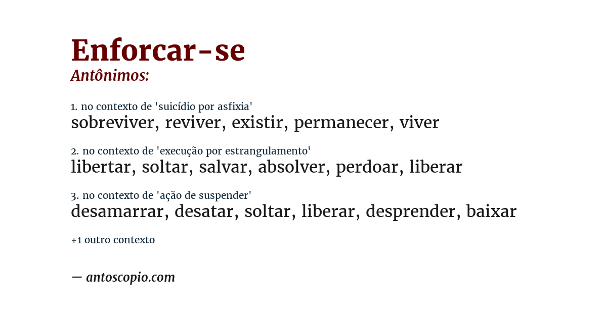 Antônimo de enforcar-se