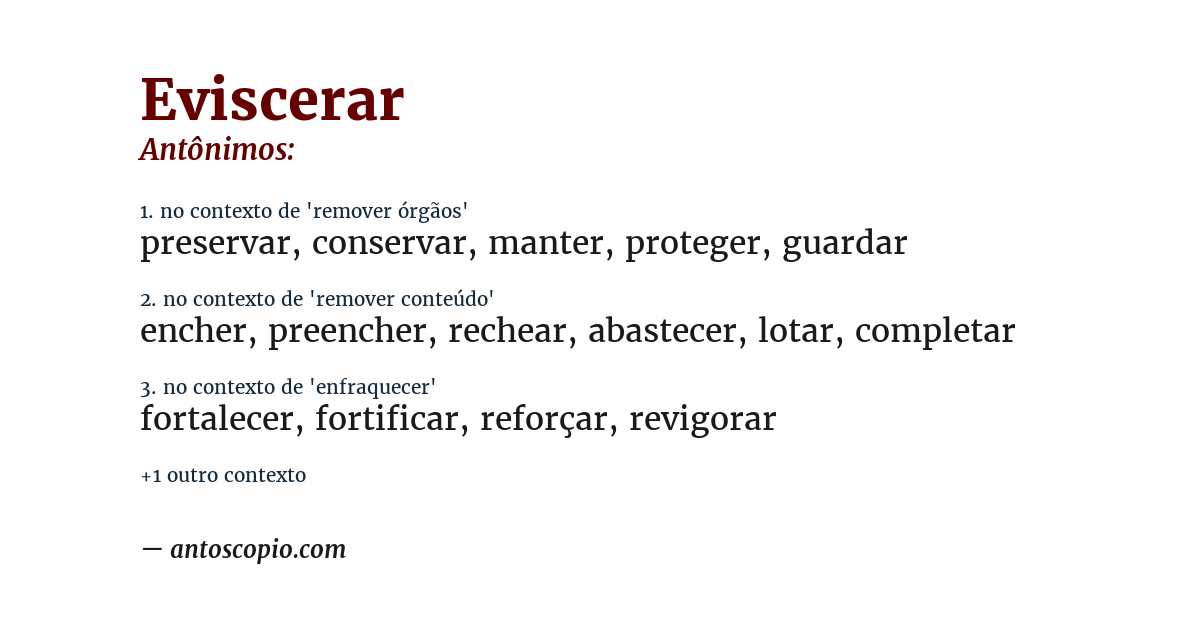 Antônimo de eviscerar