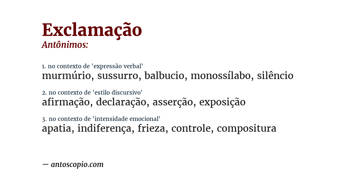 Antônimo de exclamação