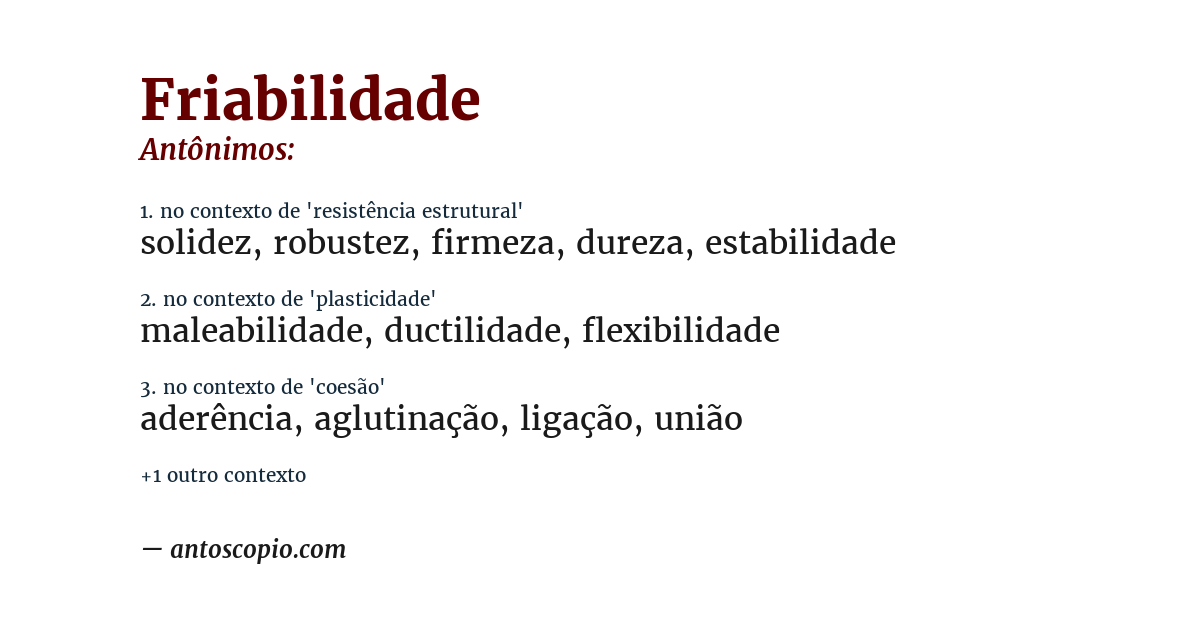Antônimo de friabilidade