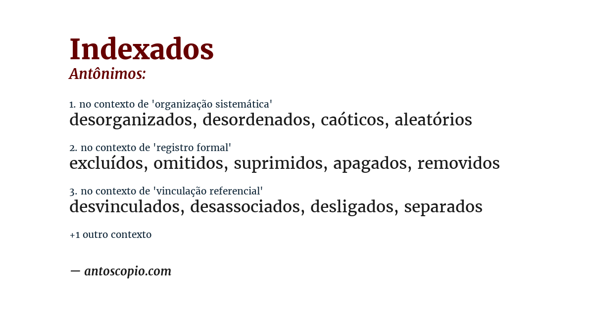 Antônimo de indexados