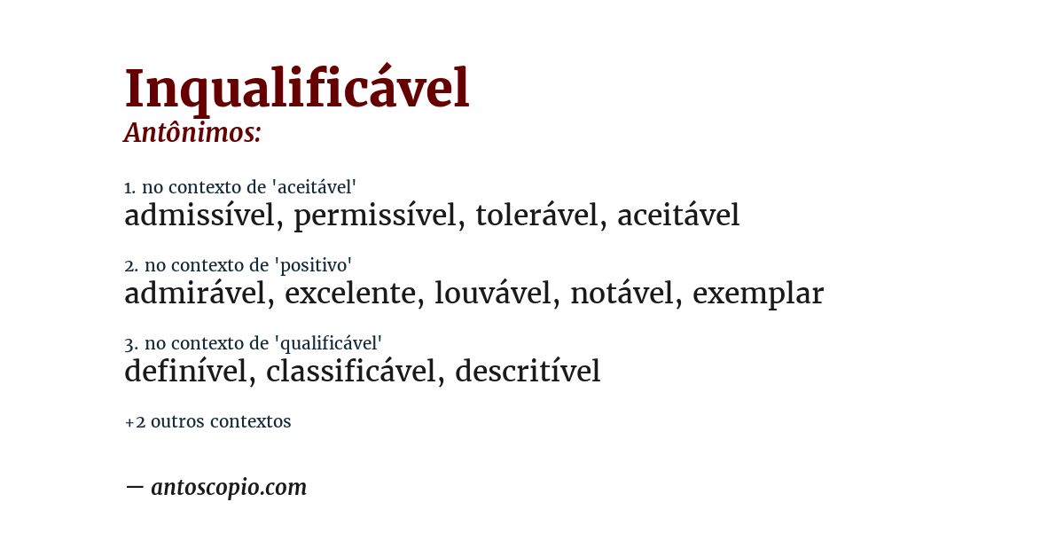 Antônimo de inqualificável