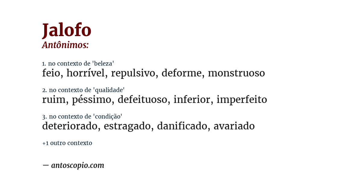 Antônimo de jalofo