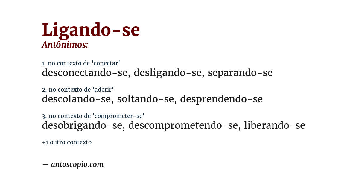 Antônimo de ligando-se