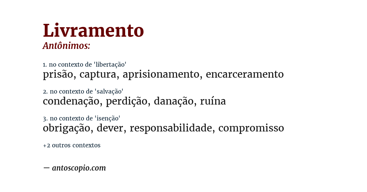 Antônimo de livramento