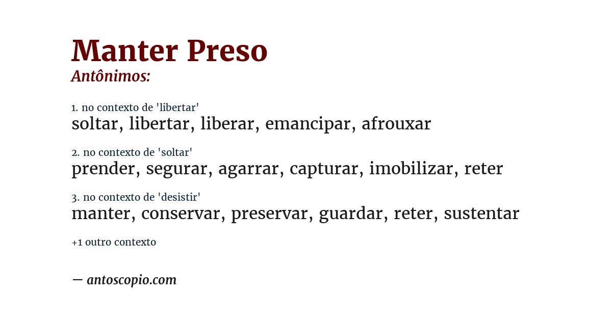 Antônimo de manter preso