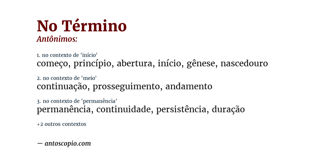 Antônimo de no término