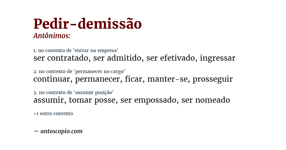 Antônimo de pedir-demissão