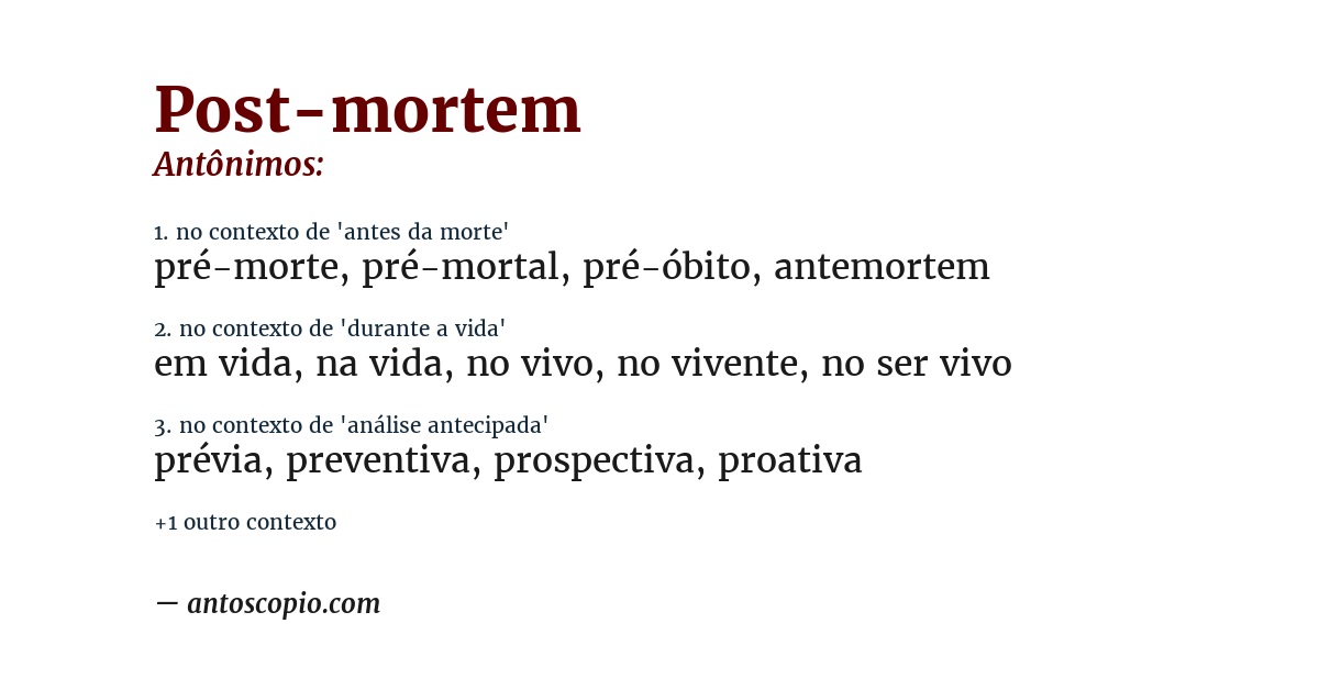 Antônimo de post-mortem