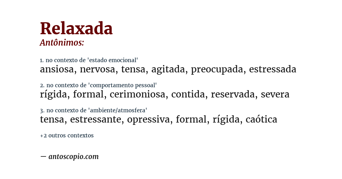 Antônimo de relaxada