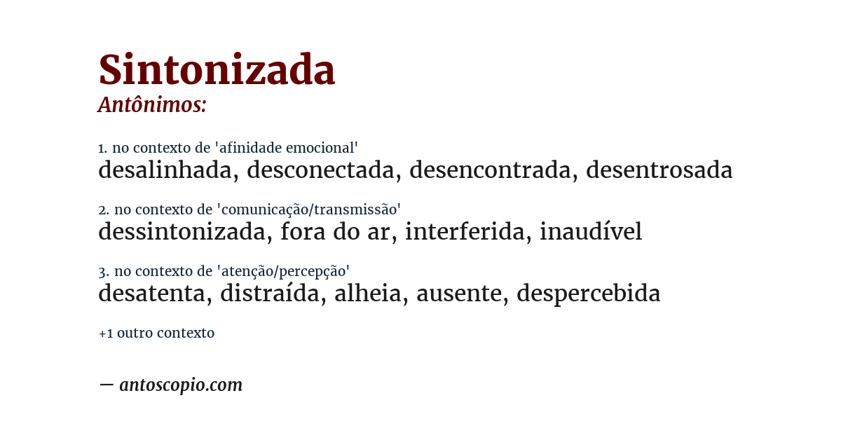 Antônimo de sintonizada