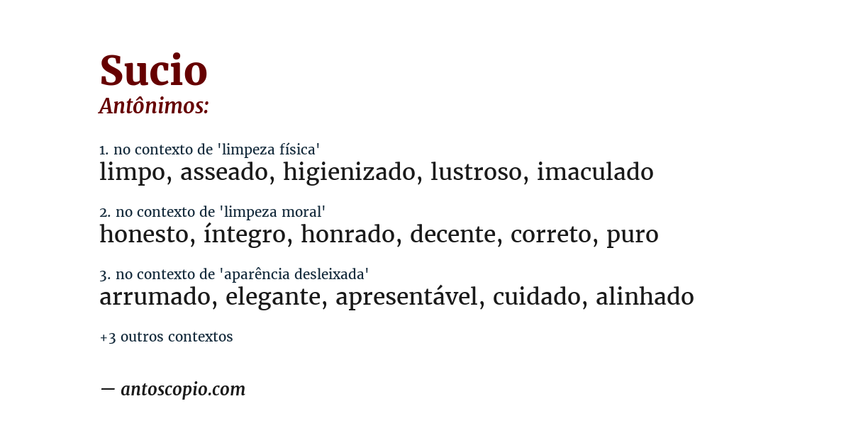 Antônimo de sucio