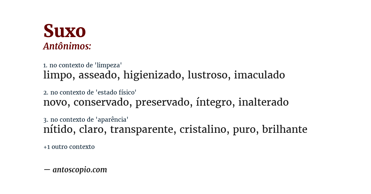 Antônimo de suxo