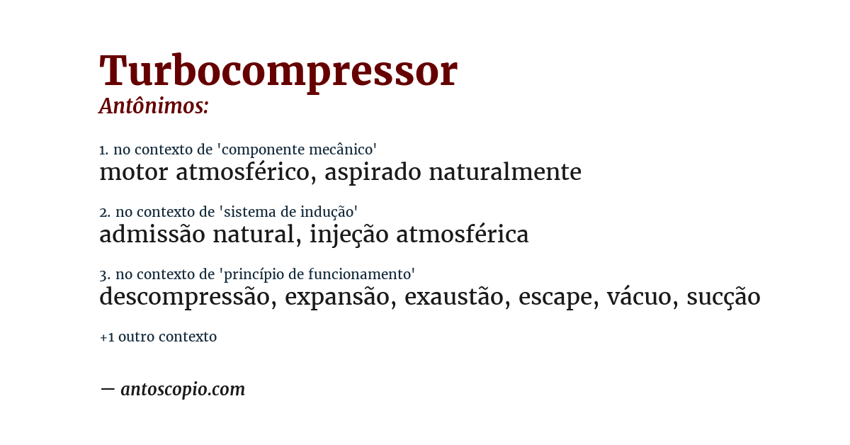 Antônimo de turbocompressor