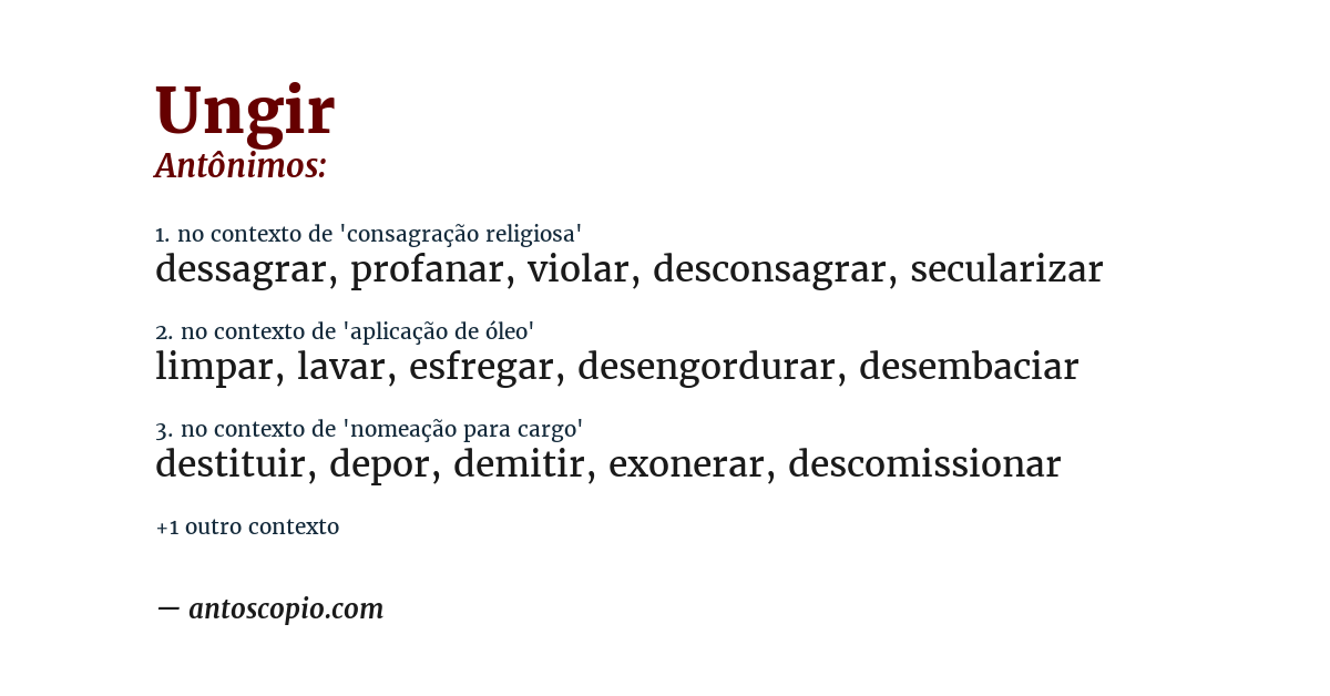 Antônimo de ungir