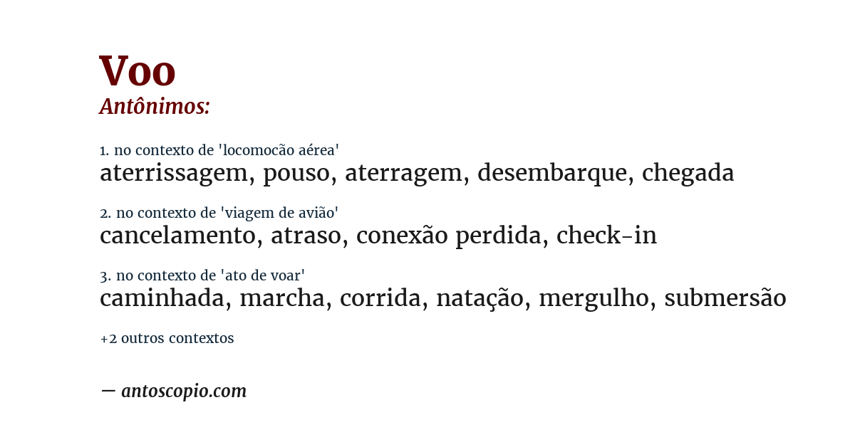 Antônimo de voo