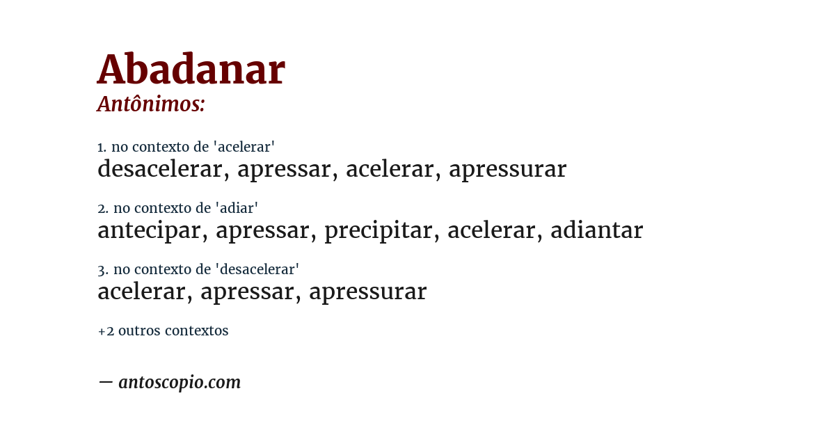 Antônimo de abadanar