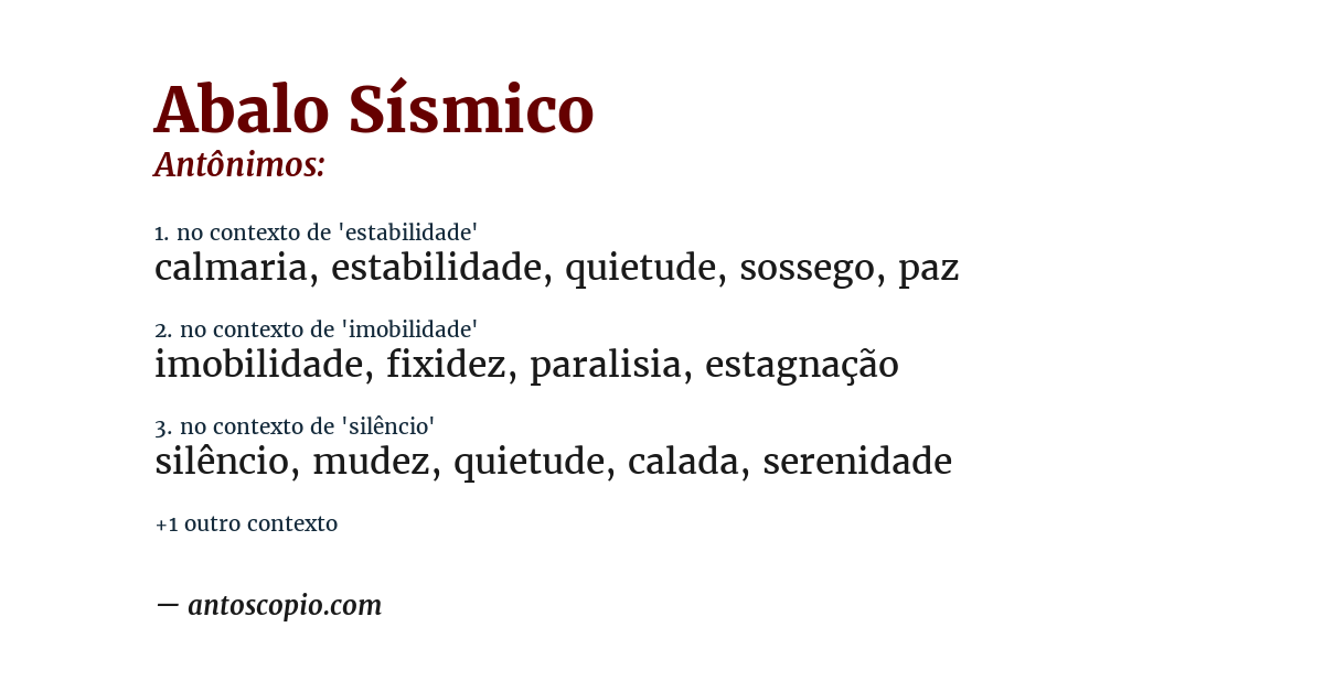 Antônimo de abalo sísmico