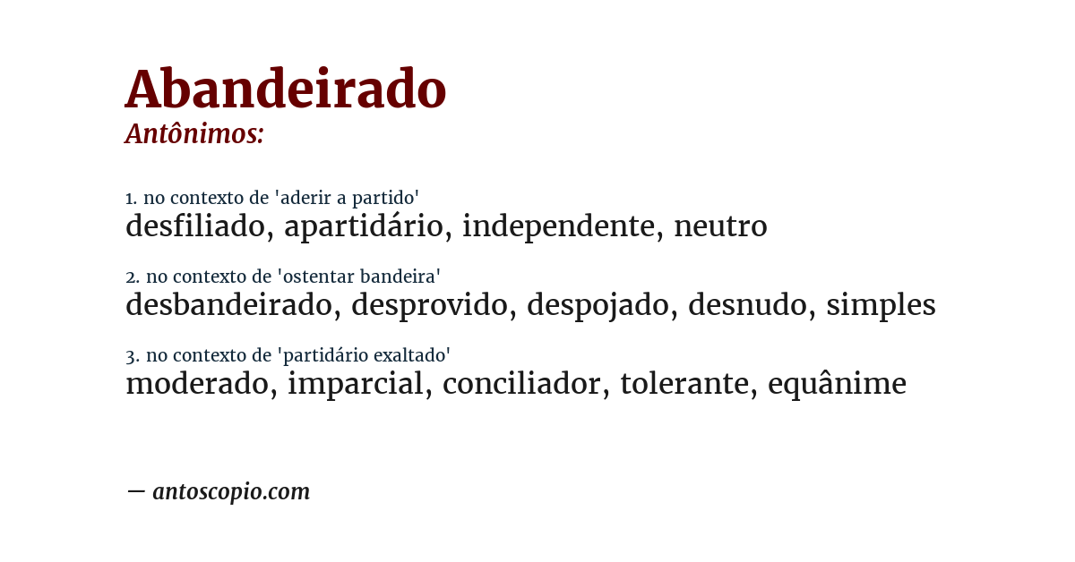 Antônimo de abandeirado