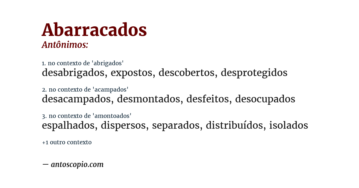Antônimo de abarracados