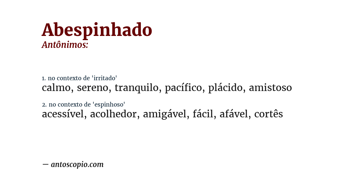 Antônimo de abespinhado