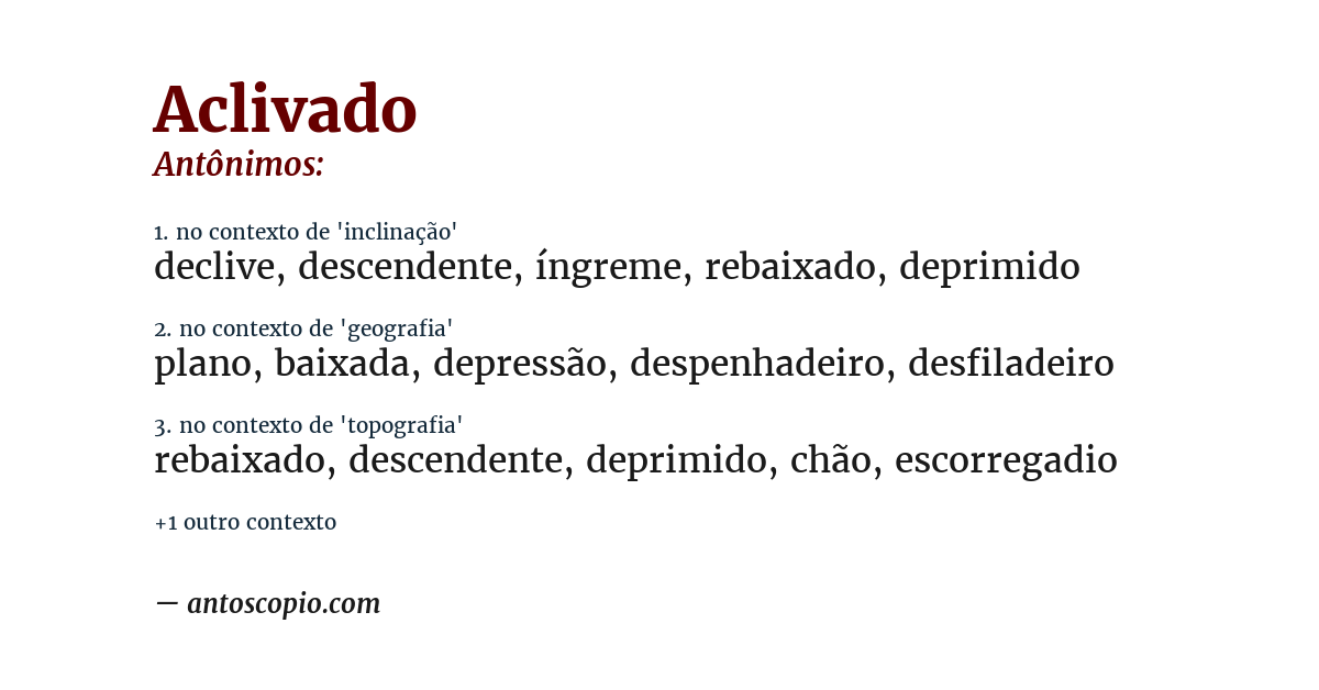 Antônimo de aclivado