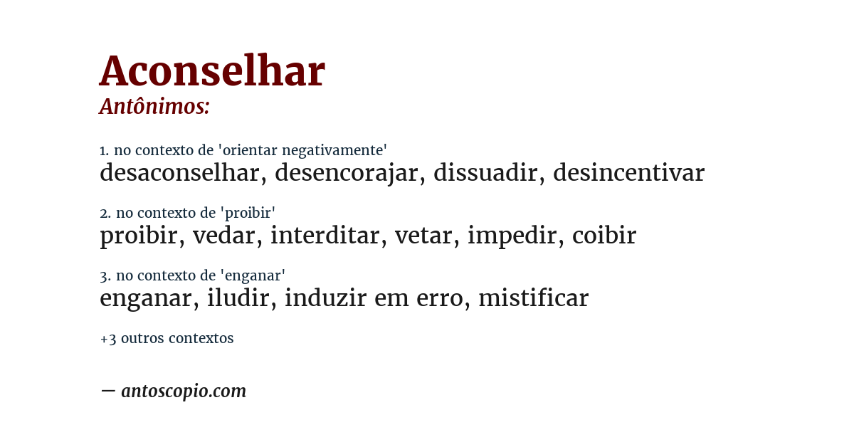 Antônimo de aconselhar