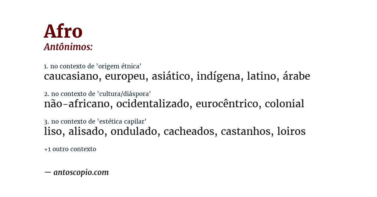 Antônimo de afro