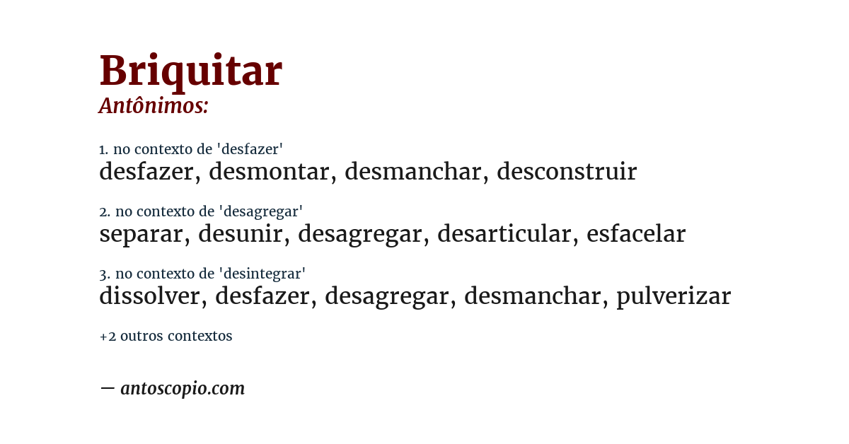 Antônimo de briquitar