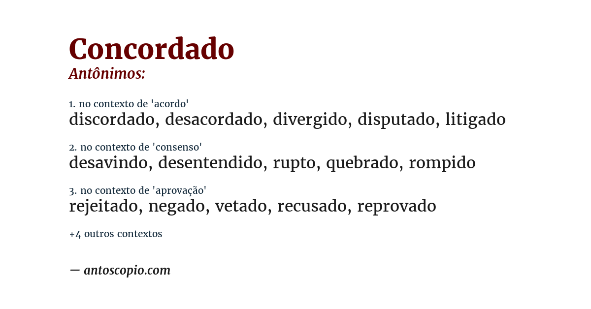 Antônimo de concordado