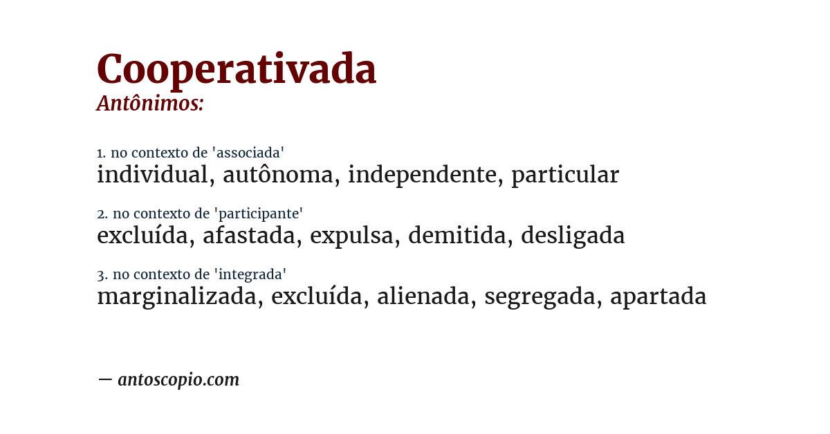 Antônimo de cooperativada
