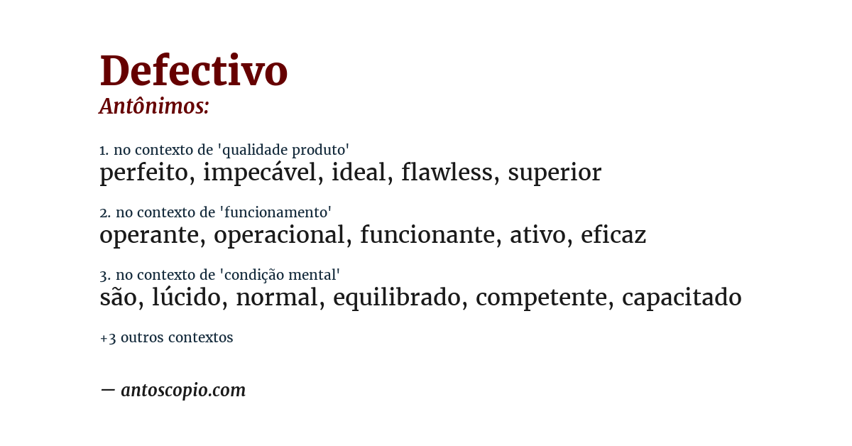 Antônimo de defectivo