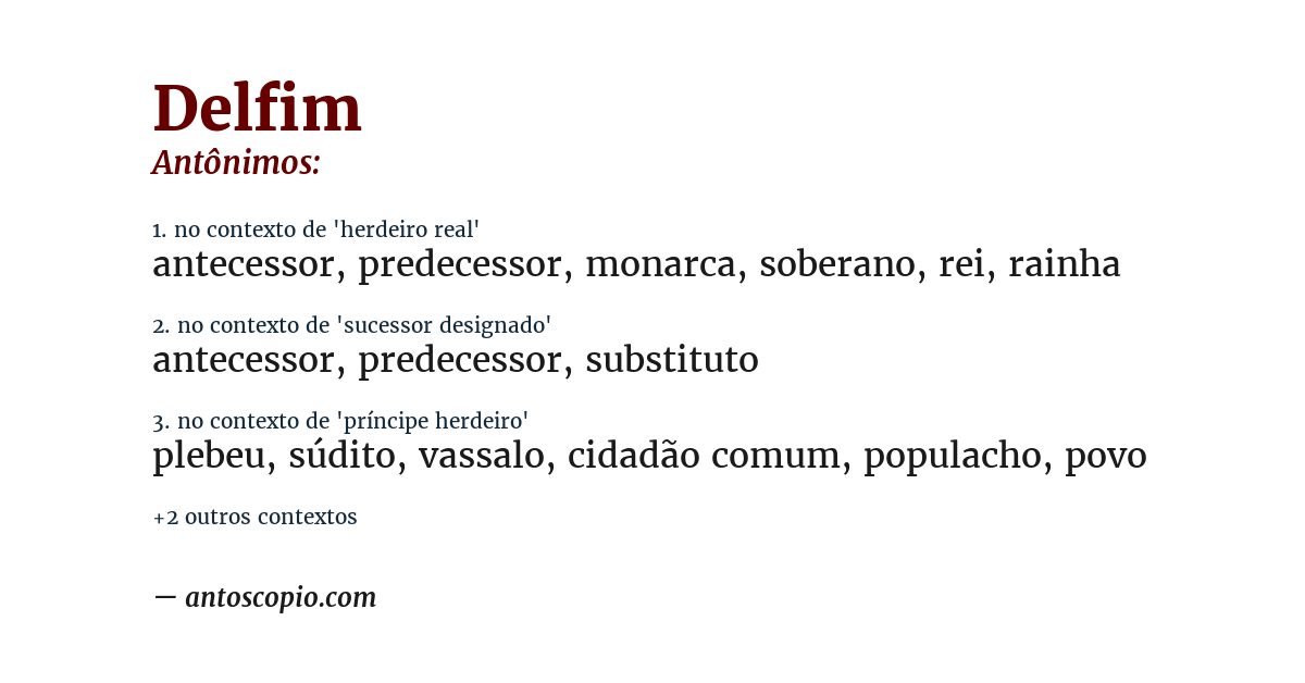 Antônimo de delfim