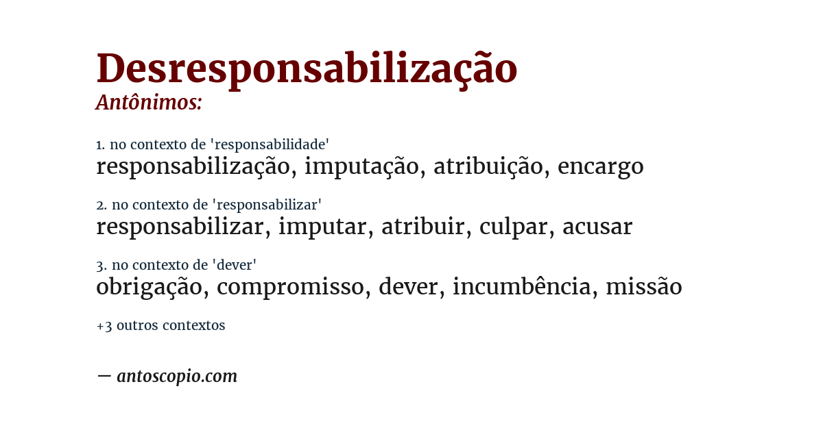 Antônimo de desresponsabilização