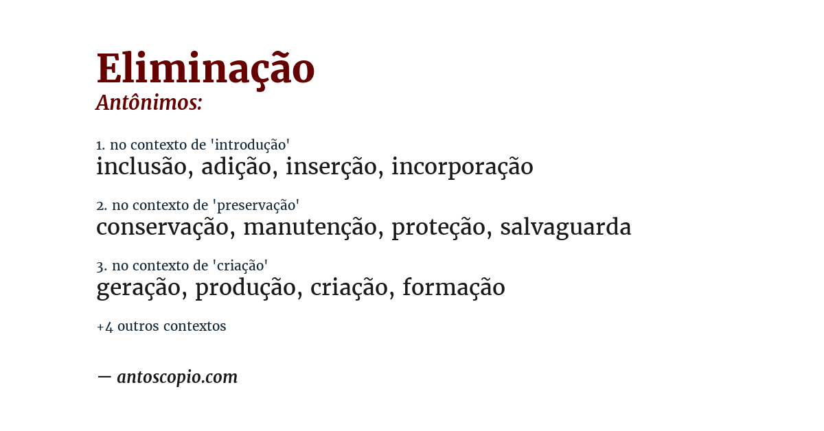 Antônimo de eliminação