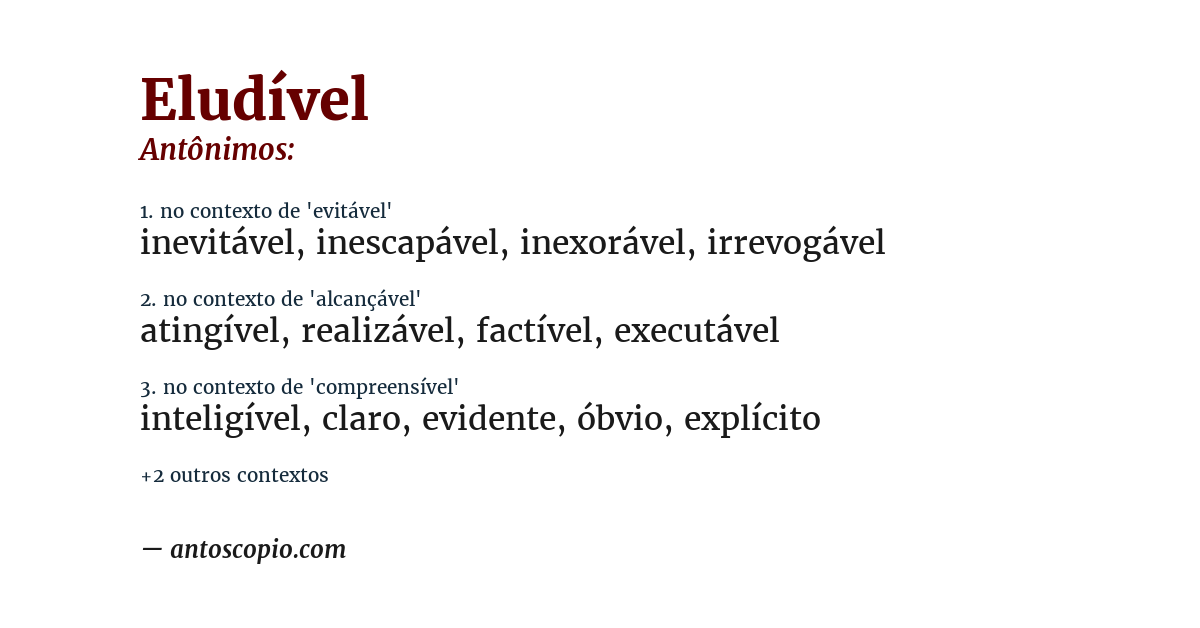 Antônimo de eludível