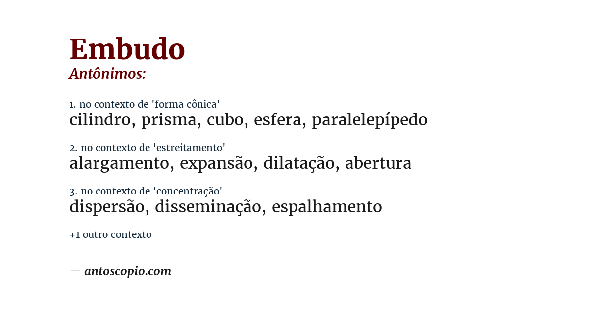 Antônimo de embudo