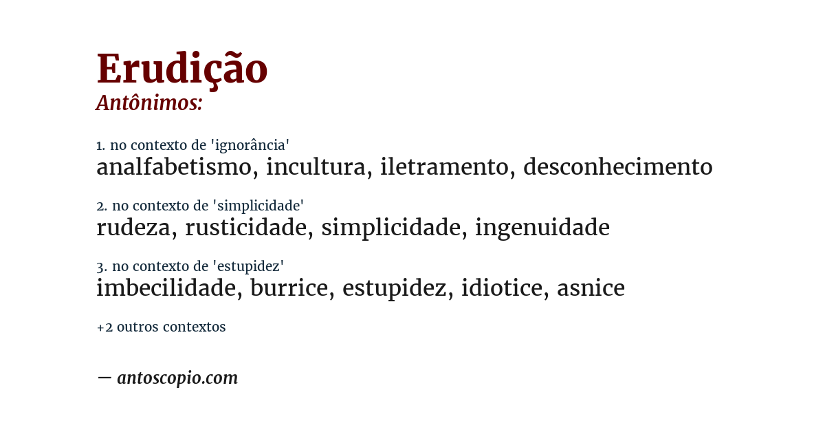Antônimo de erudição