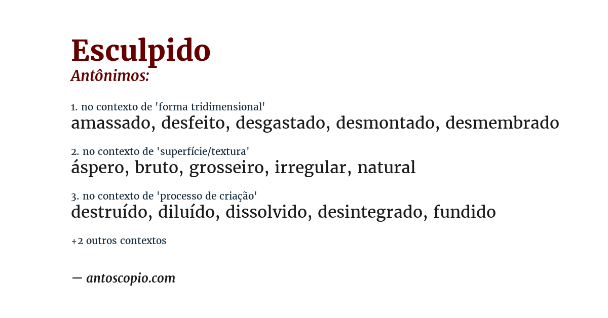Antônimo de esculpido