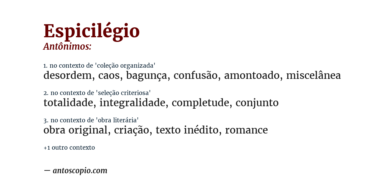 Antônimo de espicilégio