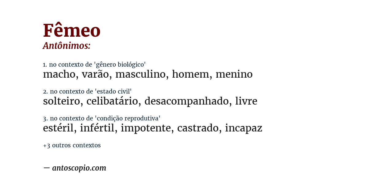 Antônimo de fêmeo