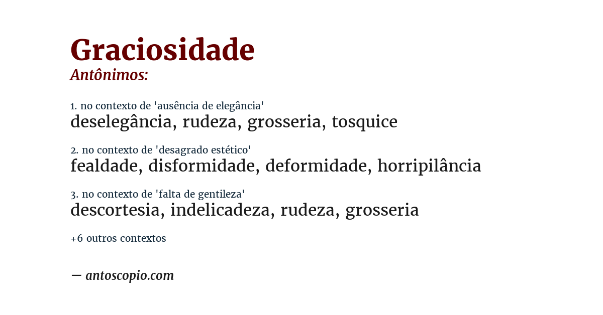 Antônimo de graciosidade
