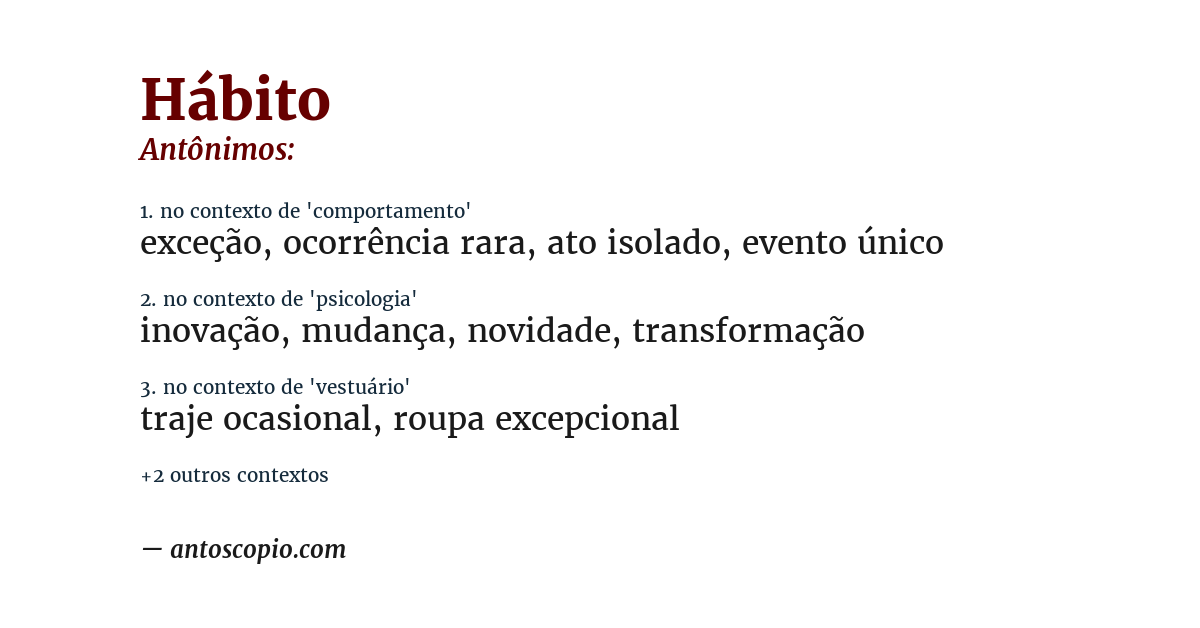 Antônimo de hábito